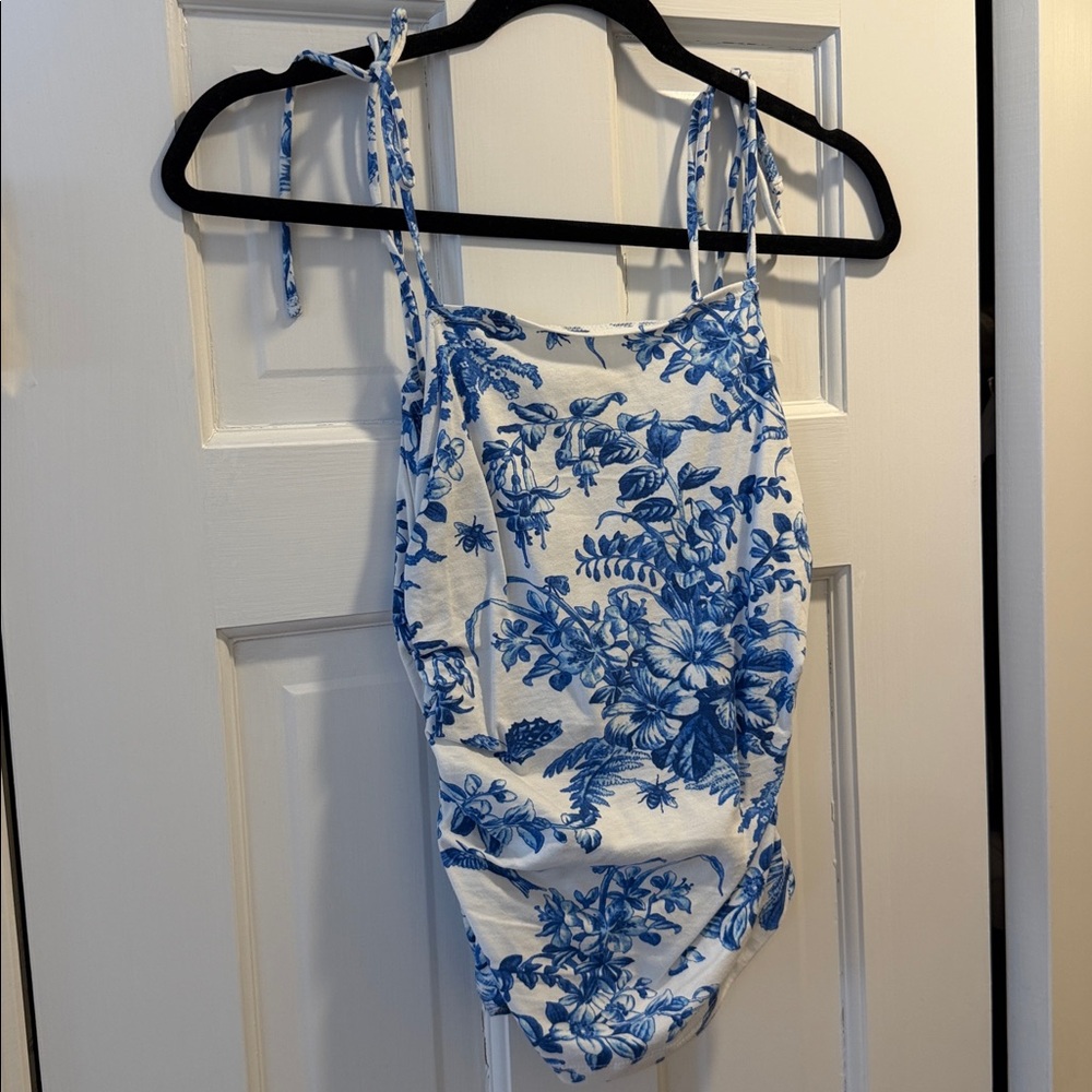 Anthropologie Maeve Shirred Tie-Shoulder Boho Toile shirt - Picture 2 of 3